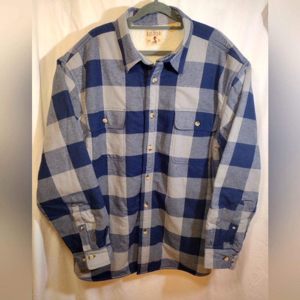 Men's RedHead Sherpa-Lined Plaid Long-Sleeve Shirt XL  EUC
